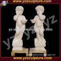 outdoor decoration hand carving white marble children sculpture